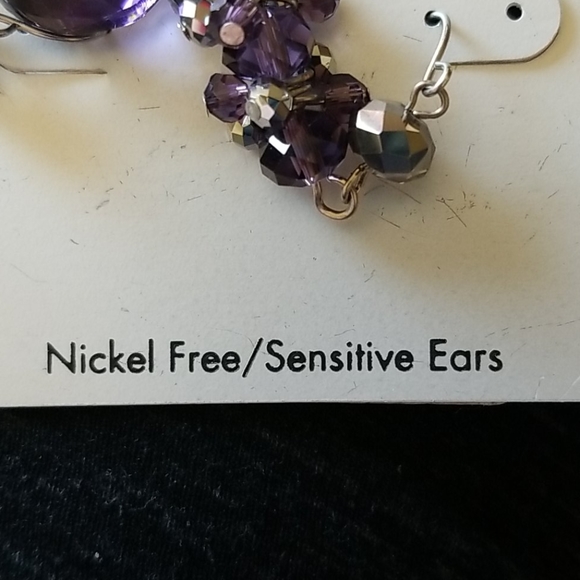 ELLE Purple & Silver Beaded Earrings NWT - Picture 5 of 5